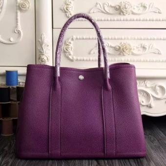 Hermes Small Garden Party 30cm Tote In Purple Leather