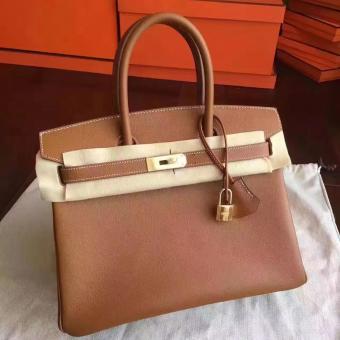 Hermes Gold Epsom Birkin 30cm Handmade Bag