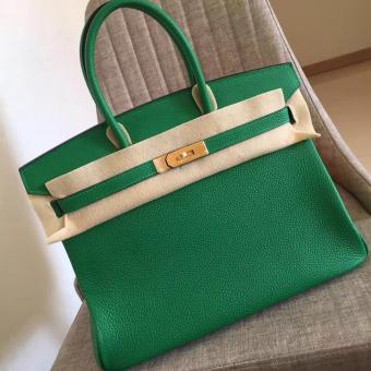 Hermes Bamboo Clemence Birkin 35cm Handmade Bag