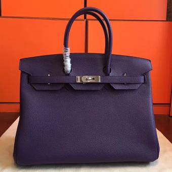 Hermes Iris Clemence Birkin 35cm Handmade Bag