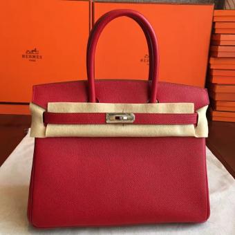 Hermes Red Epsom Birkin 35cm Handmade Bag