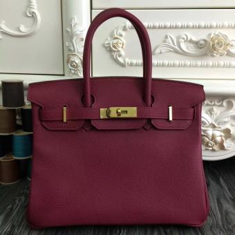 Hermes Birkin 30cm 35cm Bag In Bordeaux Clemence Leather