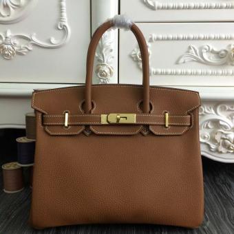 Hermes Birkin 30cm 35cm Bag In Brown Clemence Leather