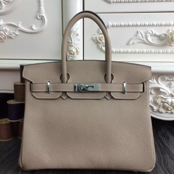 Hermes Birkin 30cm 35cm Bag In Grey Clemence Leather