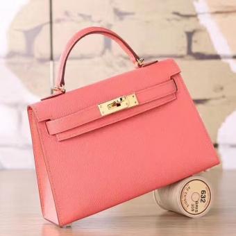 Hermes Flamingo Epsom Kelly Mini II 20cm Handmade Bag