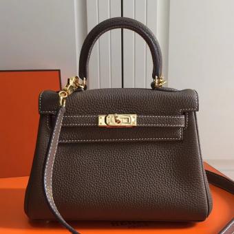 Hermes Etoupe Clemence Kelly 20cm GHW Bag