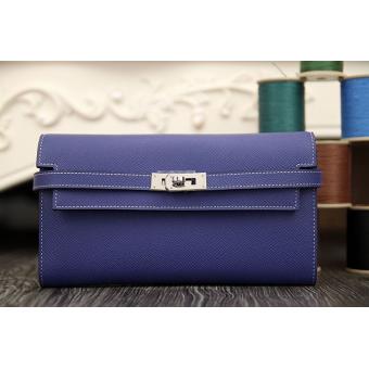 Hermes Kelly Longue Wallet In Electric Blue Epsom Leather