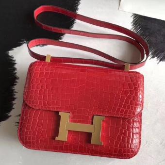 Hermes Constance 24cm Braise Porosus Crocodile