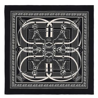 Hermes Black Grand Manege Bandana Shawl 140cm