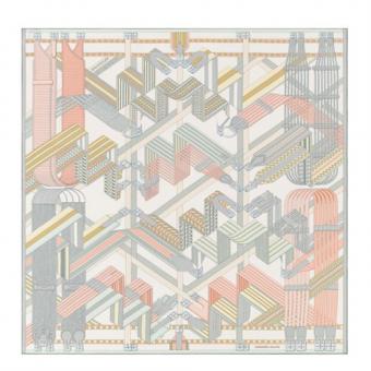 Hermes Blanc Sangles En Zigzag Silk Scarf