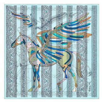 Hermes Ciel Le Pegase D'Hermes Au Bloc Shawl