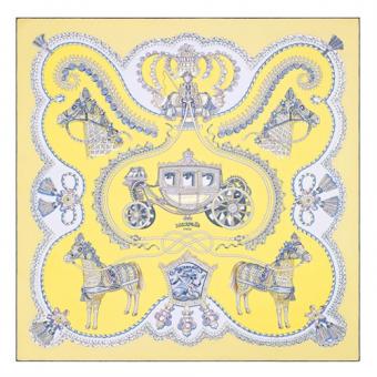 Hermes Jaune Paperoles Silk Twill Scarf