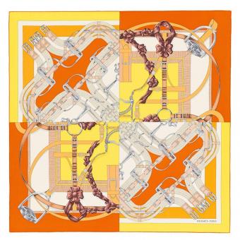 Hermes Yellow Grand Manege A Jouets Shawl 140cm