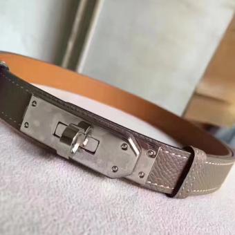 Hermes Etoupe Epsom Kelly Belt With Palladium Hardware