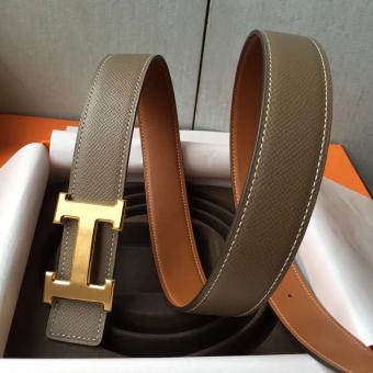 Hermes H Belt Buckle & Taupe Epsom 32 MM Strap