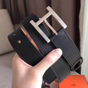 Hermes James 35MM Belt In Black Box Calfskin