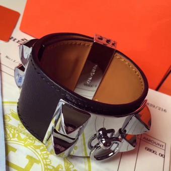 Hermes Black Epsom Collier De Chien Bracelet Size S