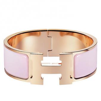 Hermes Rose Dragee Enamel Clic Clac H PM Bracelet