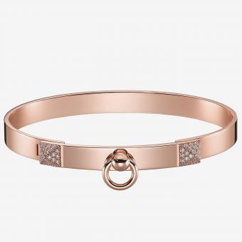 Hermes Rose Gold Collier De Chien Bracelet